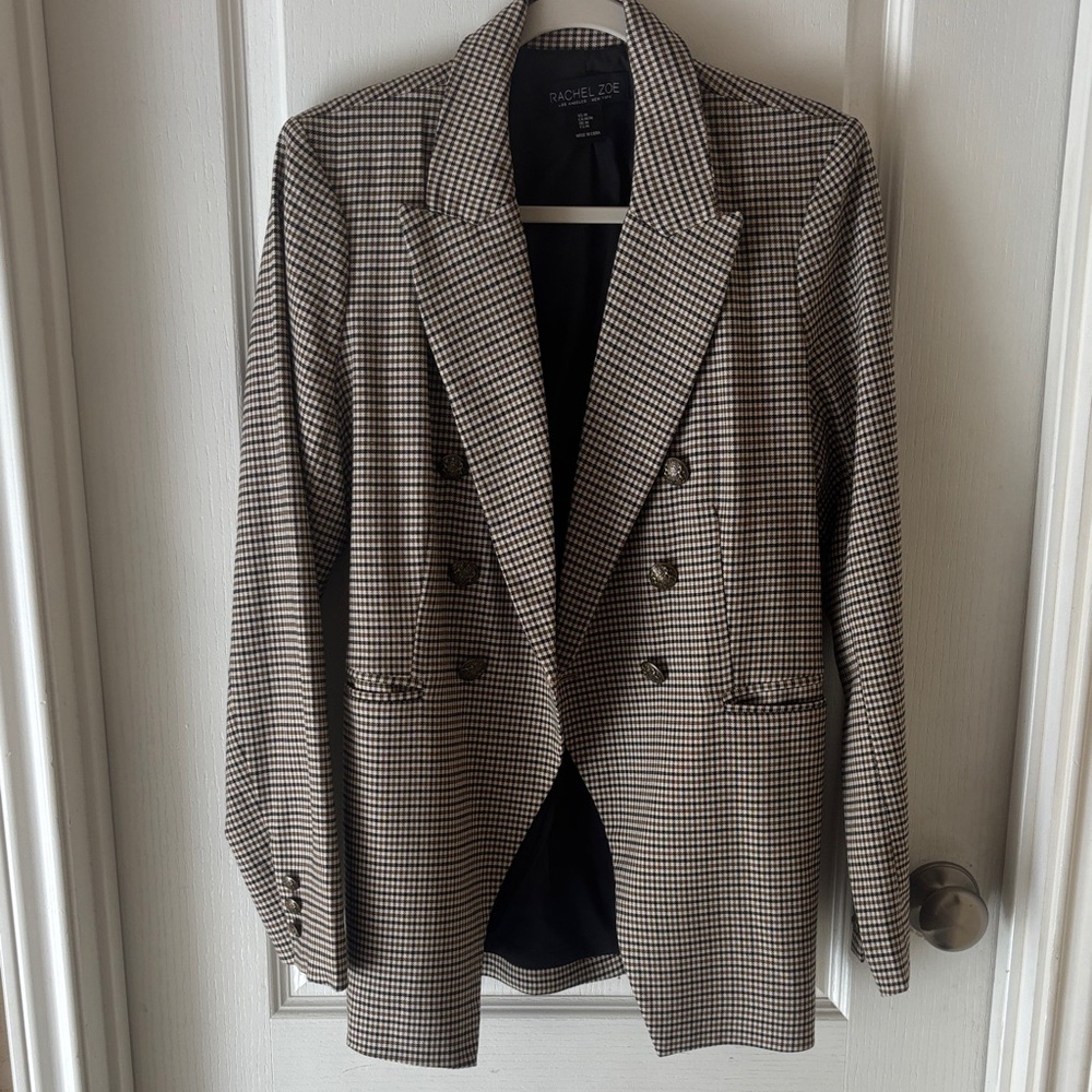 Rachel Zoe Brown and Cream Houndstooth Blazer
